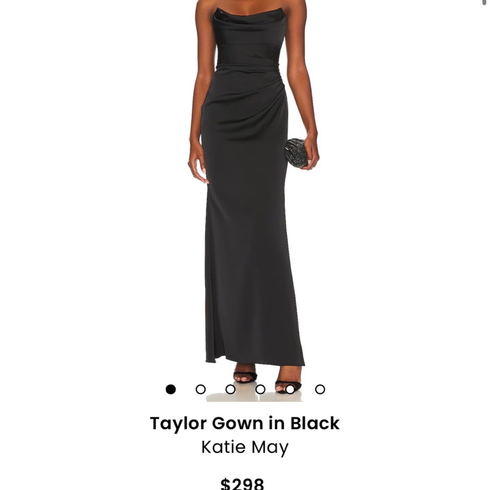 Katie May Black Strapless Ruched Gown - SMALL